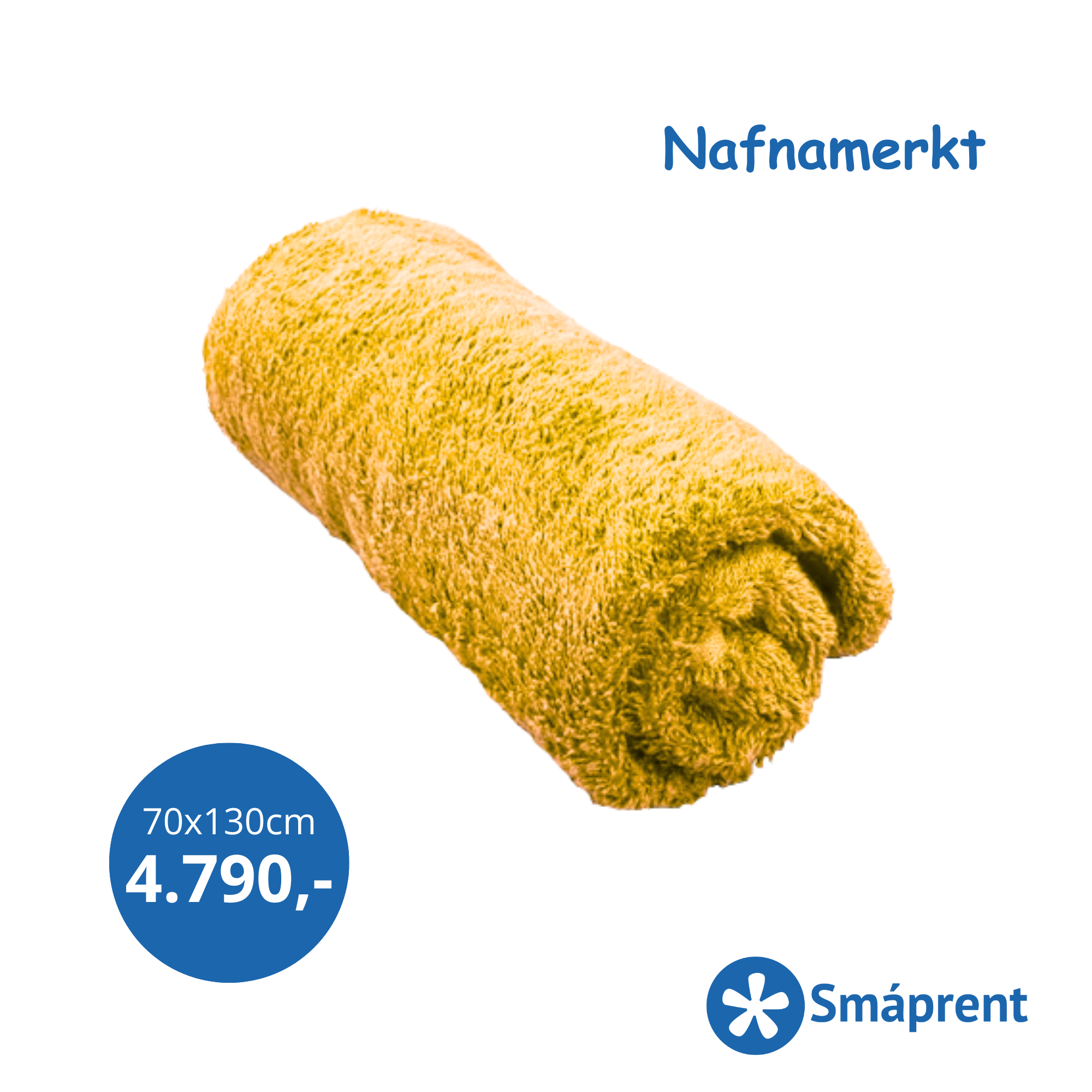 Merkt gult handklæði 70x130cm
