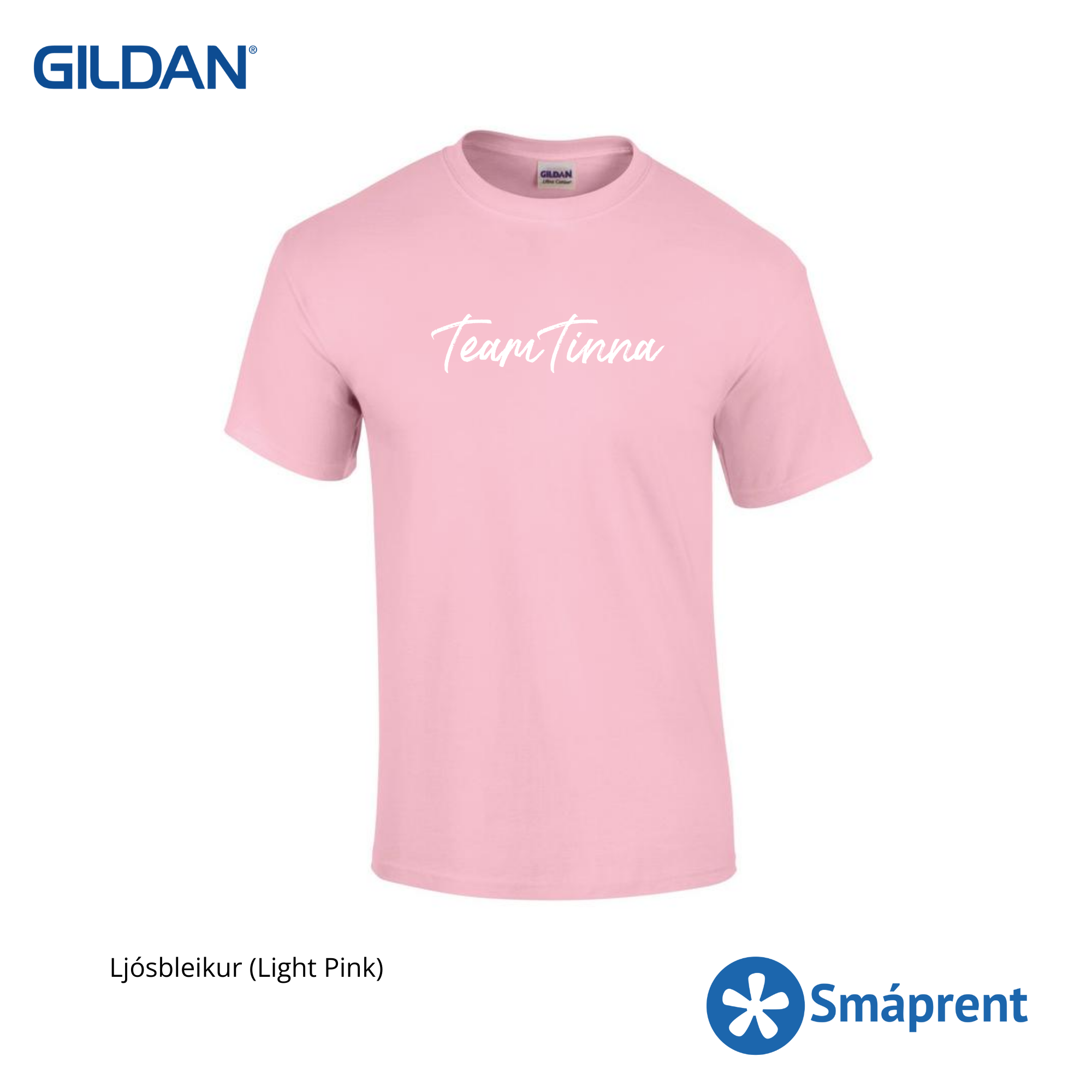Ljósbleikur Team Tinna bolur - Gildan