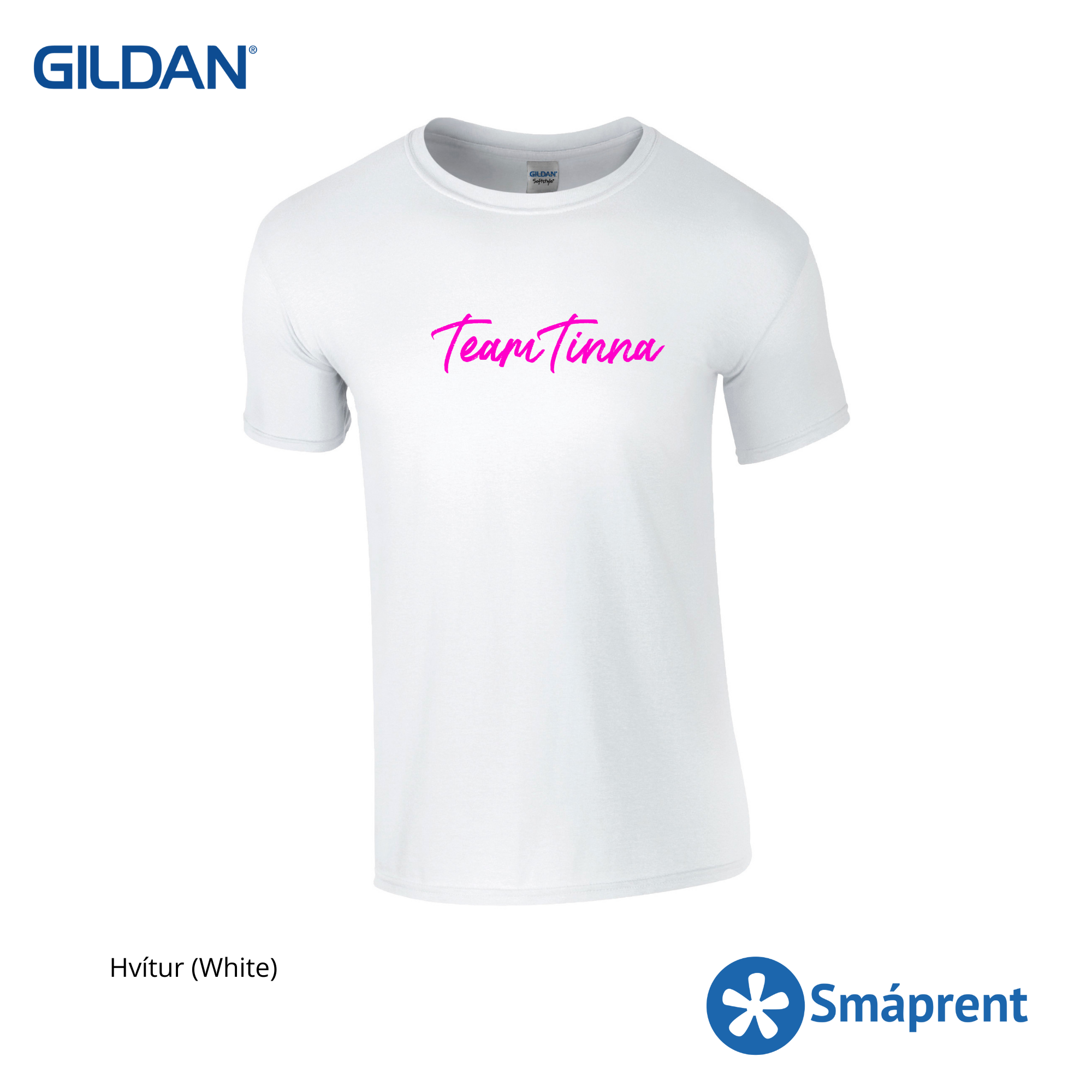 Hvítur Team Tinna bolur - Gildan